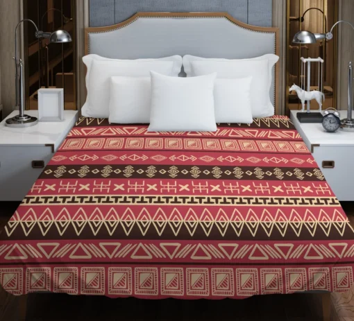 Hand Drawn African Pattern on Crimson Pink Duvet Cover