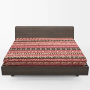 Hand Drawn African Pattern on Crimson Pink Fitted Sheet 1