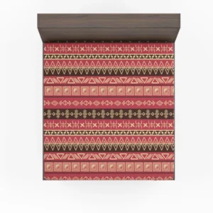 Hand Drawn African Pattern on Crimson Pink Fitted Sheet