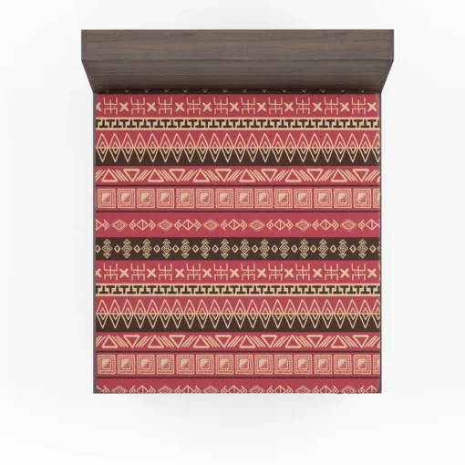 Hand Drawn African Pattern on Crimson Pink Fitted Sheet