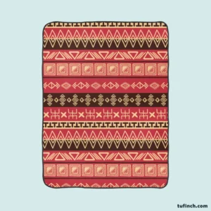 Hand Drawn African Pattern on Crimson Pink Fleece Blanket 1