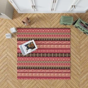 Hand Drawn African Pattern on Crimson Pink Rug