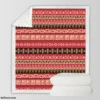 Hand Drawn African Pattern on Crimson Pink Sherpa Fleece Blanket