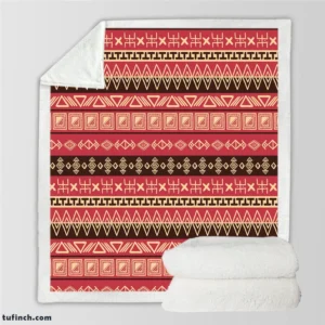 Hand Drawn African Pattern on Crimson Pink Sherpa Fleece Blanket