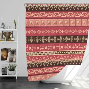 Hand Drawn African Pattern on Crimson Pink Shower Curtain