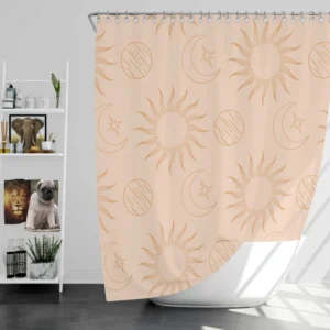 Hand Drawn African Sun And Moon Design Shower Curtain