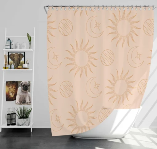 Hand Drawn African Sun And Moon Design Shower Curtain