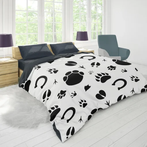 Hand Drawn Animals Paws Duvet Cover 1