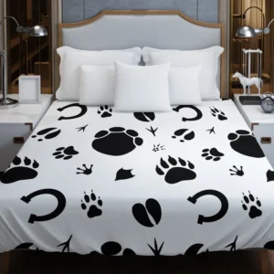 Hand Drawn Animals Paws Duvet Cover