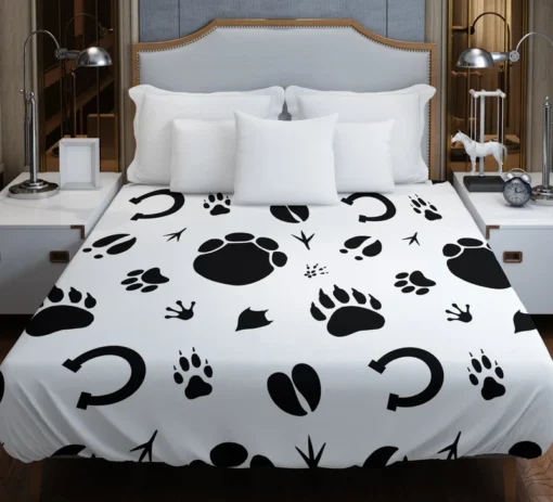 Hand Drawn Animals Paws Duvet Cover