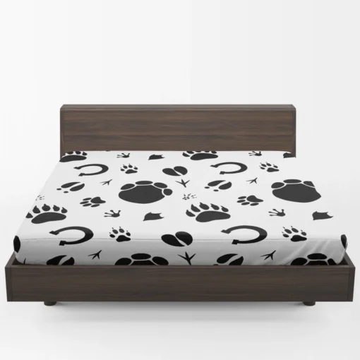 Hand Drawn Animals Paws Fitted Sheet 1