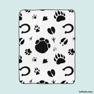 Hand Drawn Animals Paws Fleece Blanket 1