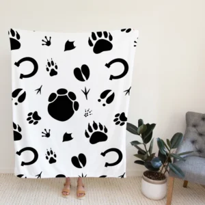 Hand Drawn Animals Paws Fleece Blanket