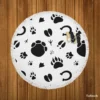 Hand Drawn Animals Paws Round Beach Towel