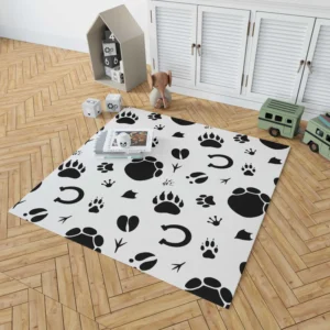 Hand Drawn Animals Paws Rug 1