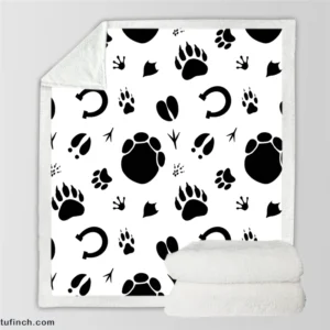 Hand Drawn Animals Paws Sherpa Fleece Blanket