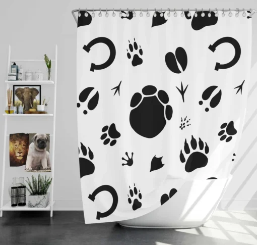 Hand Drawn Animals Paws Shower Curtain