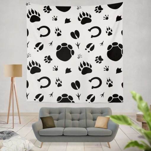 Hand Drawn Animals Paws Wall Tapestry