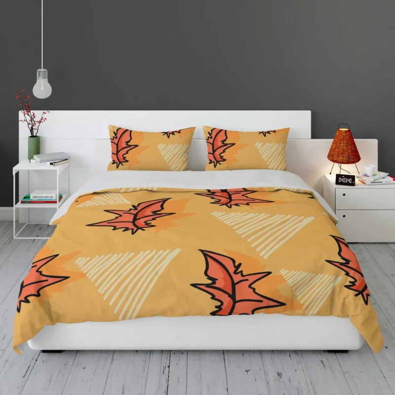 Hand Drawn Autumn Leaves Design Bedding Set 1