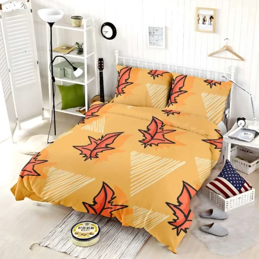 Hand Drawn Autumn Leaves Design Bedding Set