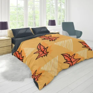 Hand Drawn Autumn Leaves Design Duvet Cover 1