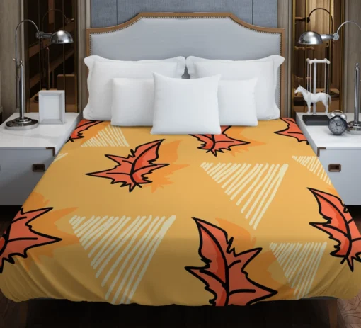 Hand Drawn Autumn Leaves Design Duvet Cover