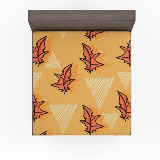 Hand Drawn Autumn Leaves Design Fitted Sheet