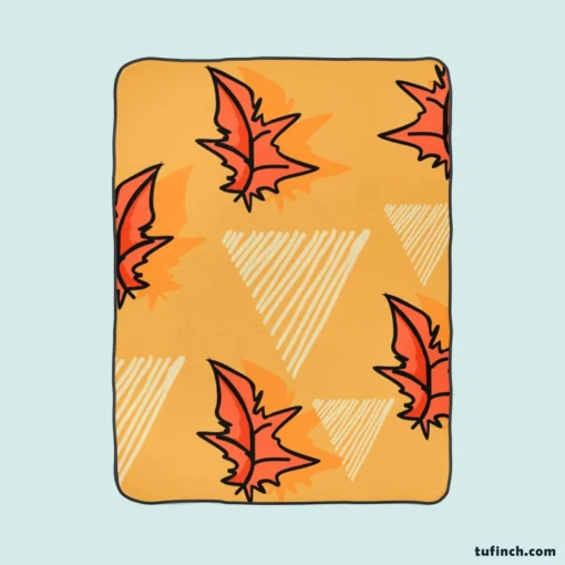 Hand Drawn Autumn Leaves Design Fleece Blanket 1