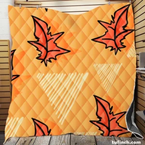 Hand Drawn Autumn Leaves Design Quilt Blanket