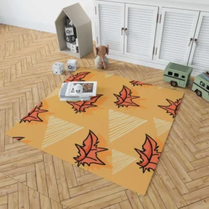 Hand Drawn Autumn Leaves Design Rug 1