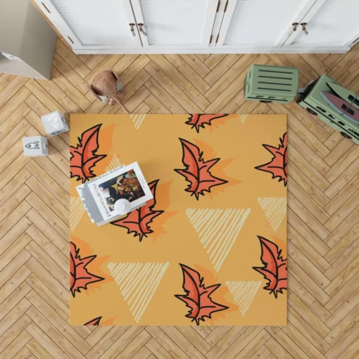 Hand Drawn Autumn Leaves Design Rug