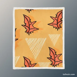 Hand Drawn Autumn Leaves Design Sherpa Fleece Blanket 1