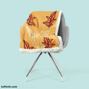 Hand Drawn Autumn Leaves Design Sherpa Fleece Blanket 2