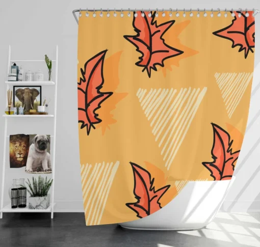 Hand Drawn Autumn Leaves Design Shower Curtain