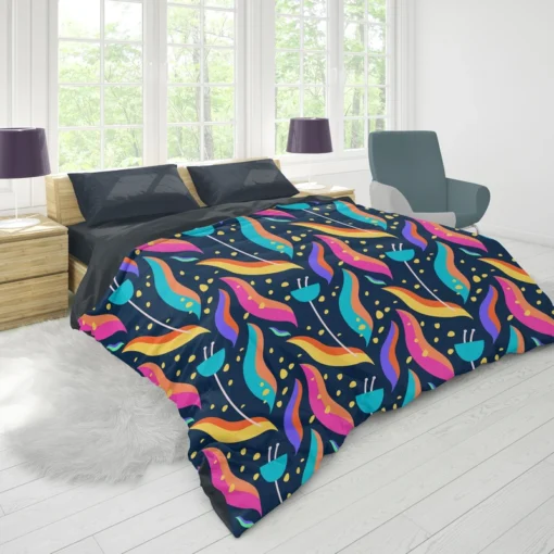 Hand Drawn Beautiful Abstract Leaves Pattern Duvet Cover 1