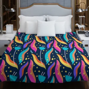 Hand Drawn Beautiful Abstract Leaves Pattern Duvet Cover