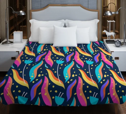 Hand Drawn Beautiful Abstract Leaves Pattern Duvet Cover