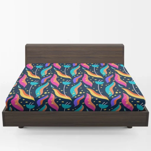 Hand Drawn Beautiful Abstract Leaves Pattern Fitted Sheet 1