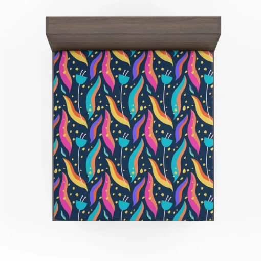 Hand Drawn Beautiful Abstract Leaves Pattern Fitted Sheet