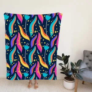 Hand Drawn Beautiful Abstract Leaves Pattern Fleece Blanket