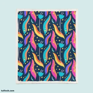 Hand Drawn Beautiful Abstract Leaves Pattern Sherpa Fleece Blanket 1