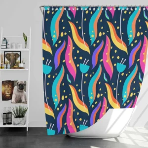 Hand Drawn Beautiful Abstract Leaves Pattern Shower Curtain