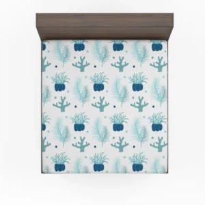 Hand Drawn Blue Coral Background Fitted Sheet