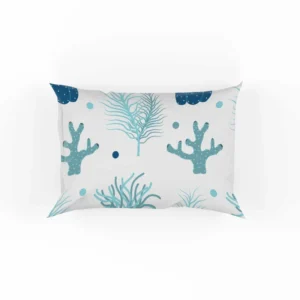 Hand Drawn Blue Coral Background Pillow Case