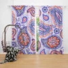 Hand Drawn Blue Orange Paisley Curtain