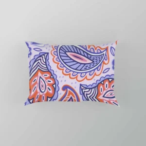 Hand Drawn Blue Orange Paisley Pillow Case