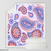 Hand Drawn Blue Orange Paisley Sherpa Fleece Blanket