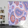 Hand Drawn Blue Orange Paisley Shower Curtain