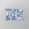 Hand Drawn Blue Toile Flowers Design Pillow Case