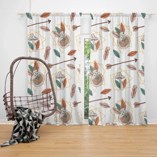 Hand Drawn Bohemian Pattern Curtain